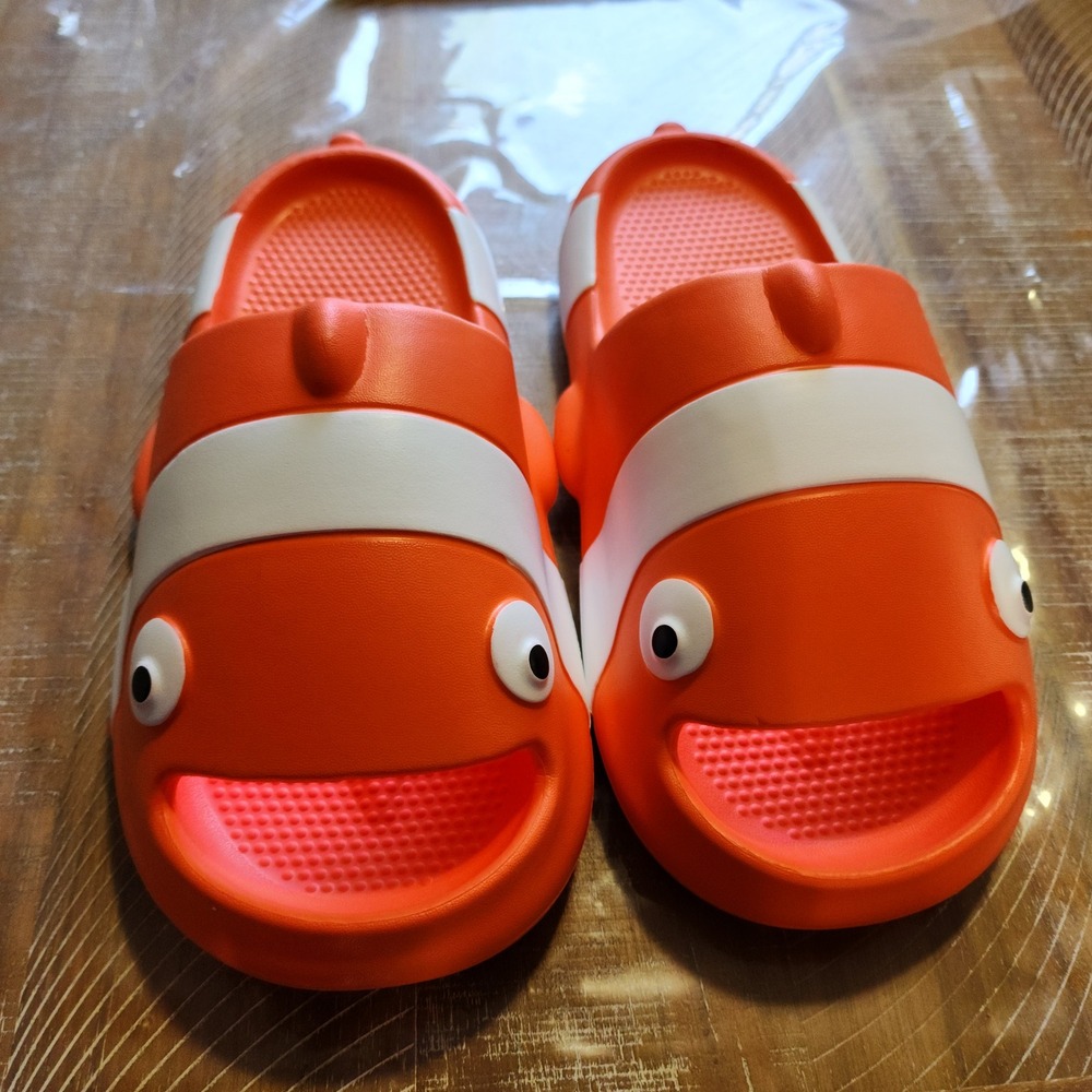Clownfish Orange White Slide Sandal Novelty Fish Shoes Unisex EU44-45 US size 11
